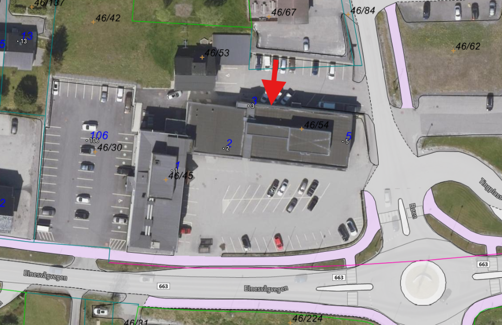Kart som viser inngangen for timebooking landbruk, byggesak, plan og oppmåling - Klikk for stort bilde